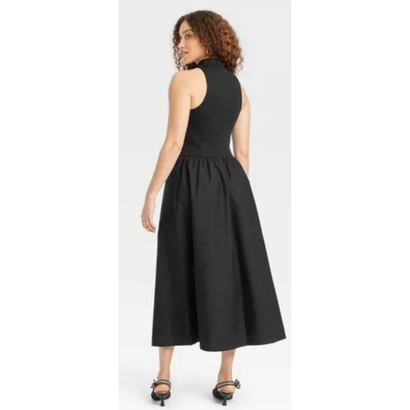 A New Day Black Halter Mock Neck A-Line Black Maxi Dress S (SOLD) - Picture 2 of 9